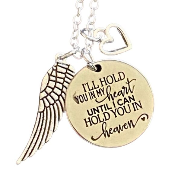 Angel Wing Heart Heaven Silver Plated Charm Pendant Necklace NWT - Picture 3 of 8